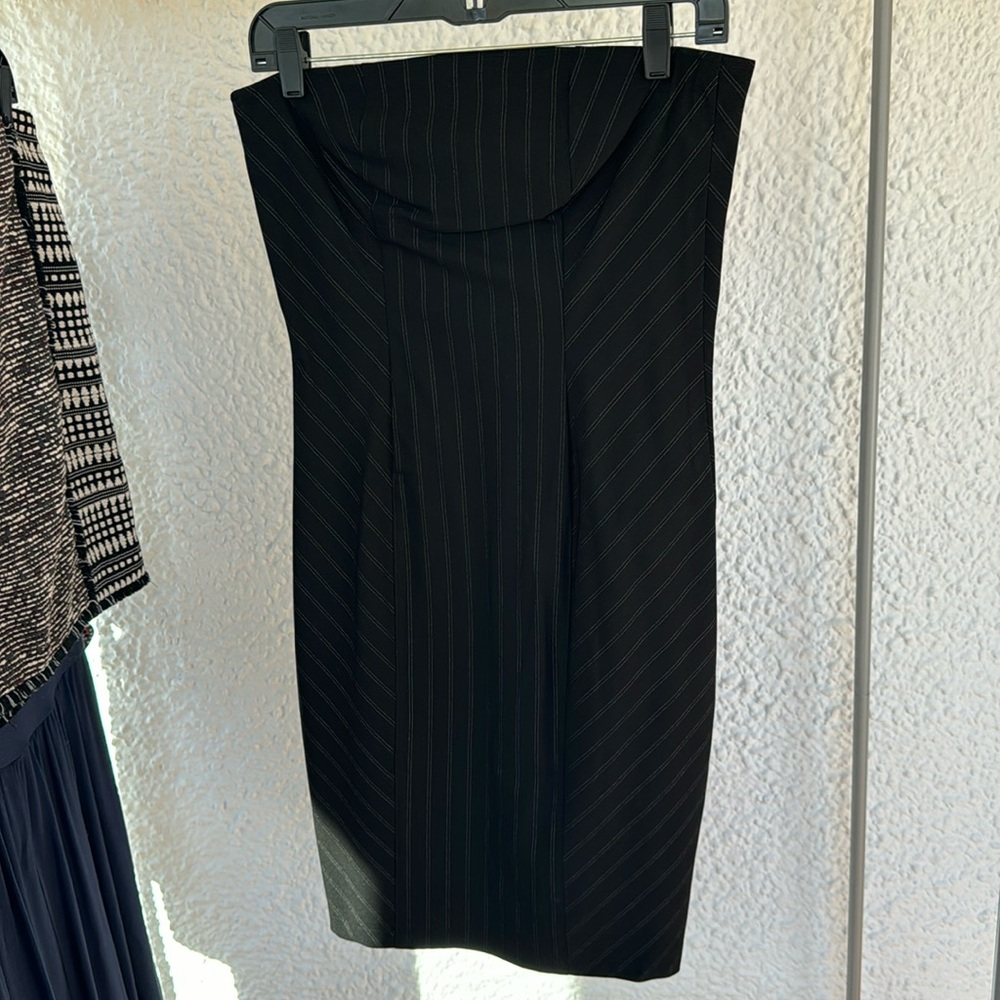 Black Strapless Pinstripe Dress Sz 8